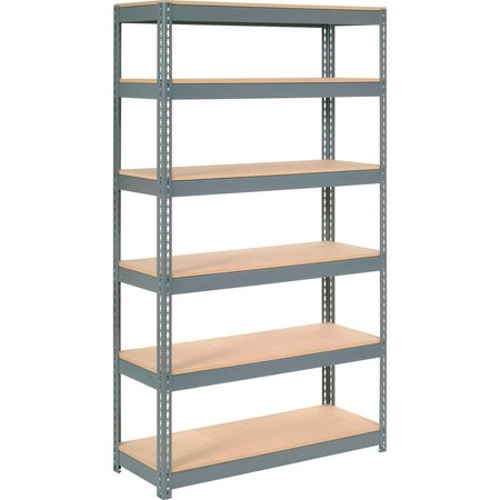 GLOBAL INDUSTRIAL Extra Heavy Duty Shelving 48W x 18D x 96H With 6 Shelves, Wood Deck, Gry B2297391